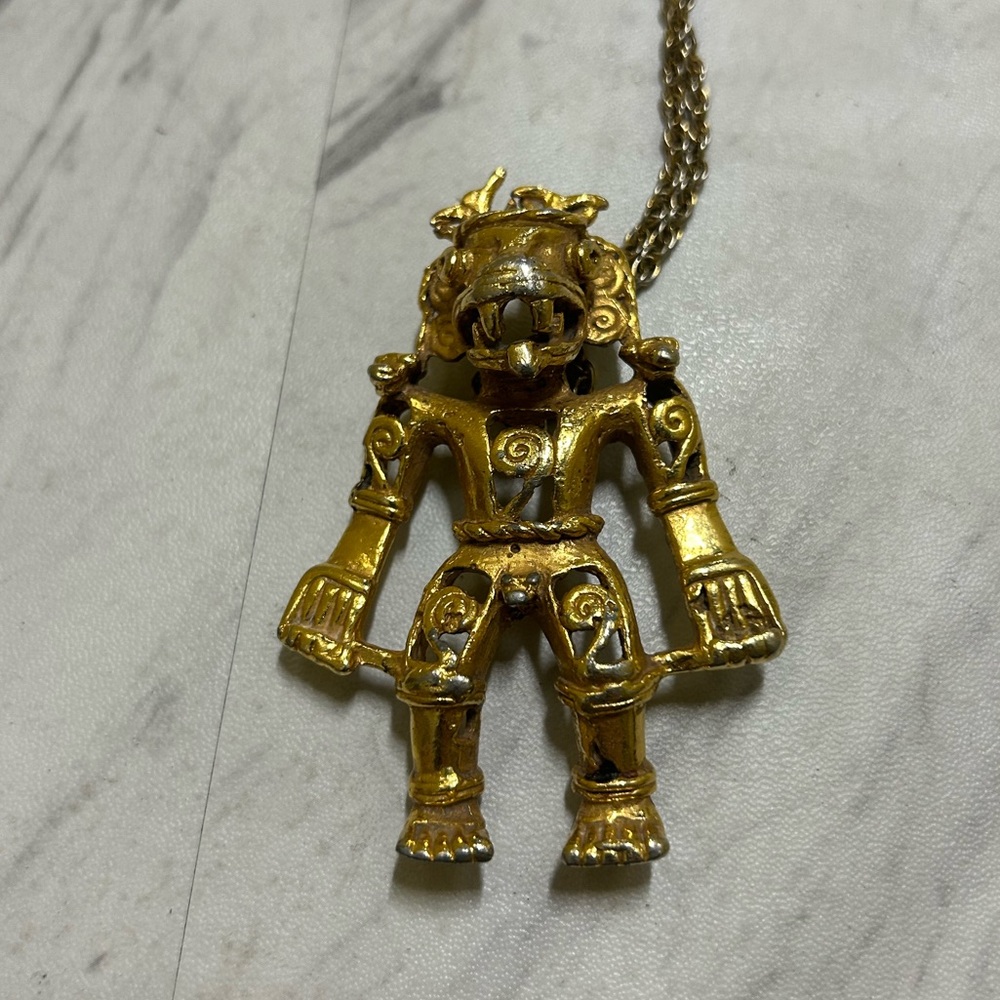 Vintage Hattie Carnegie Vintage Aztec Warrior Brooch Pin Pendent
